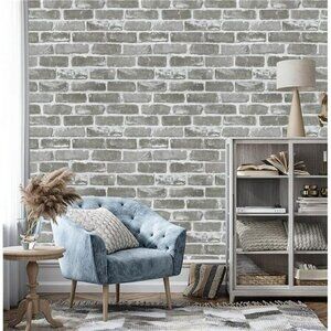 Gray Brick Peel and Stick Wallpaper 3D Faux Stone Removable Vinyl Roll